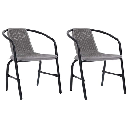 vidaXL Garden Chair | Set of 2 | Black | Plastic Rattan, Steel | Standard