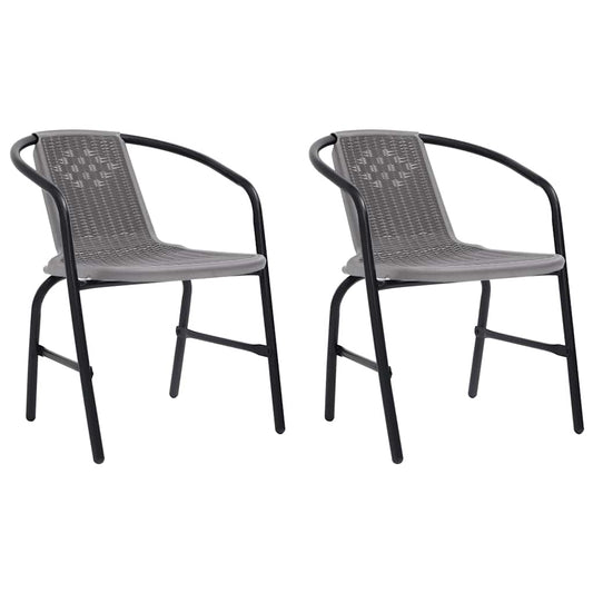 312494 vidaXL Garden Chairs 2 pcs Plastic Rattan and Steel 110 kg