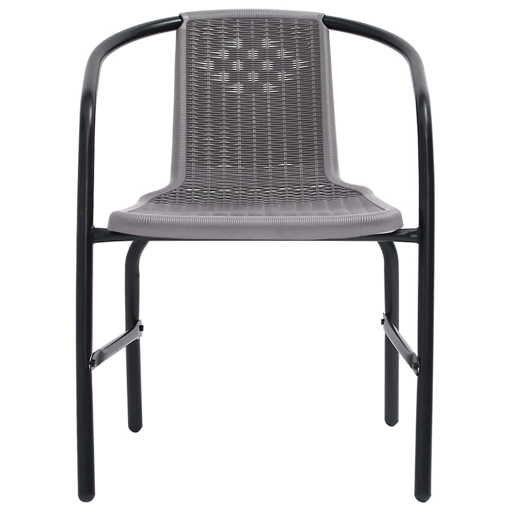 vidaXL Garden Chair | Set of 2 | Black | Plastic Rattan, Steel | Standard