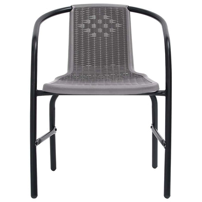 vidaXL Garden Chair | Set of 2 | Black | Plastic Rattan, Steel | Standard