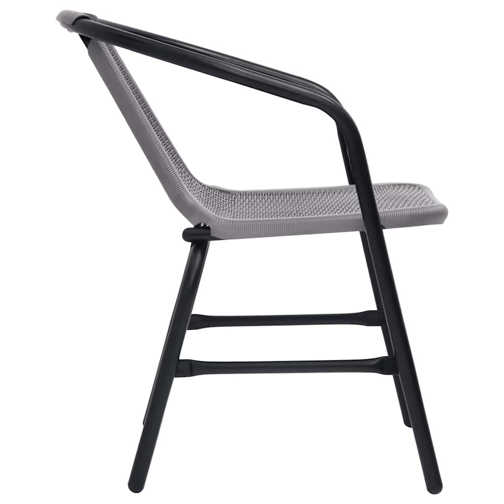 vidaXL Garden Chair | Set of 2 | Black | Plastic Rattan, Steel | Standard