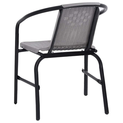 vidaXL Garden Chair | Set of 2 | Black | Plastic Rattan, Steel | Standard