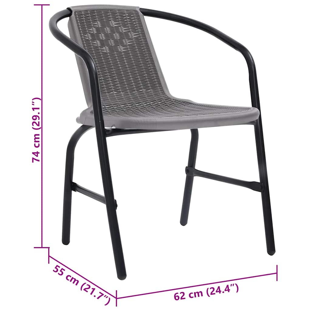 vidaXL Garden Chair | Set of 2 | Black | Plastic Rattan, Steel | Standard