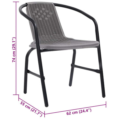vidaXL Garden Chair | Set of 2 | Black | Plastic Rattan, Steel | Standard