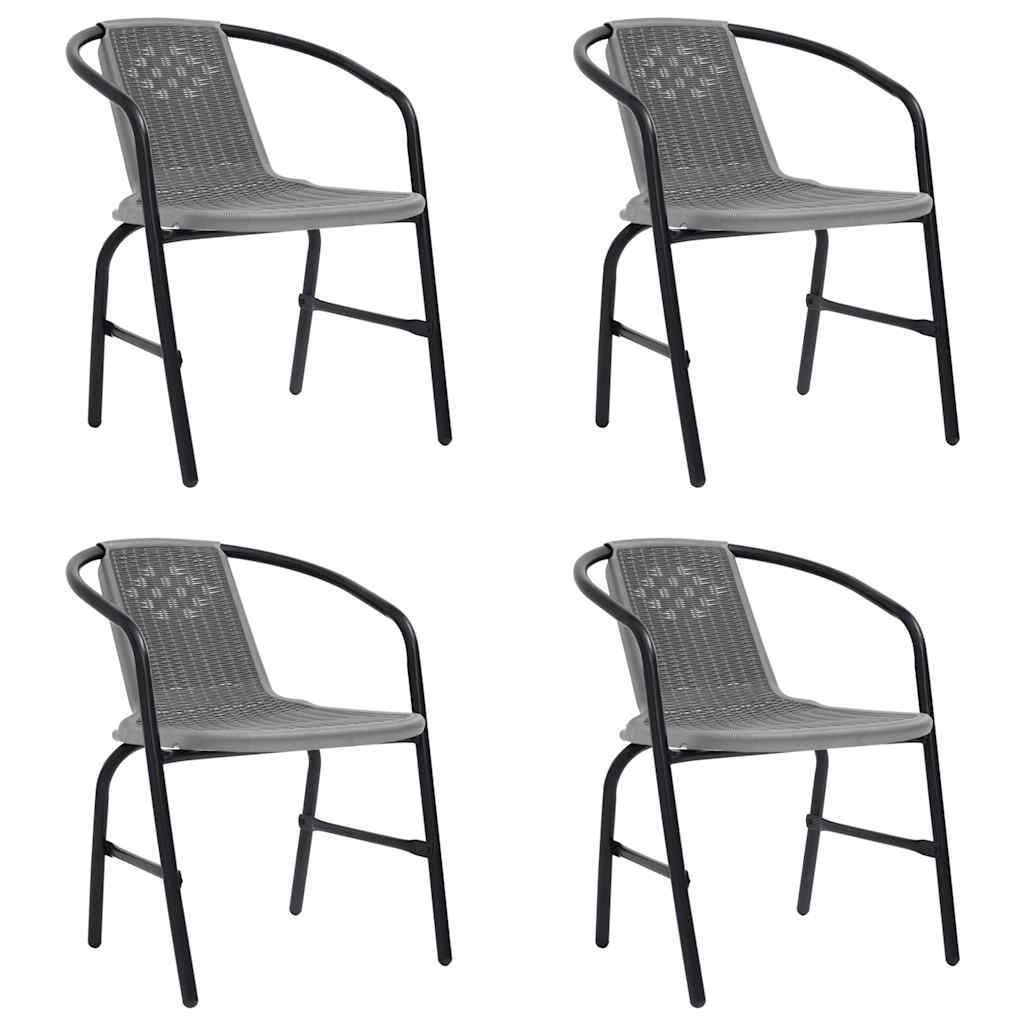 vidaXL Garden Chairs 4 pcs Plastic Rattan and Steel 110 kg