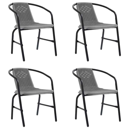 312495 vidaXL Garden Chairs 4 pcs Plastic Rattan and Steel 110 kg