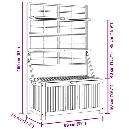 vidaXL Storage Box with Trellis 99x55x160 cm Solid Acacia Wood