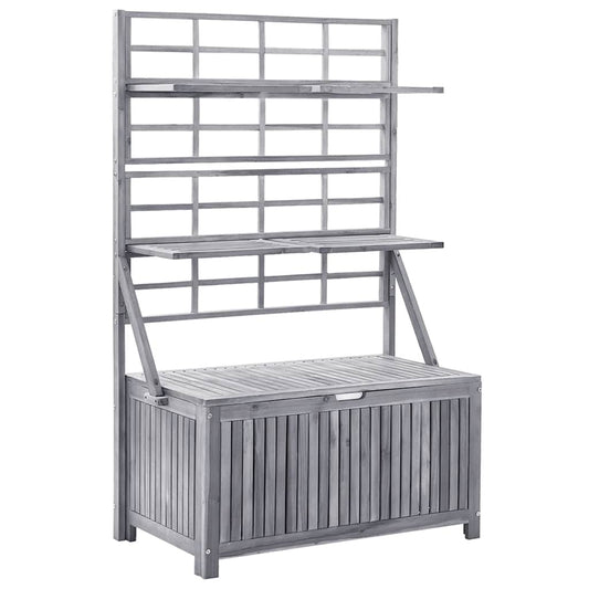 vidaXL Storage Box with Trellis Grey 99x55x160 cm Solid Acacia Wood