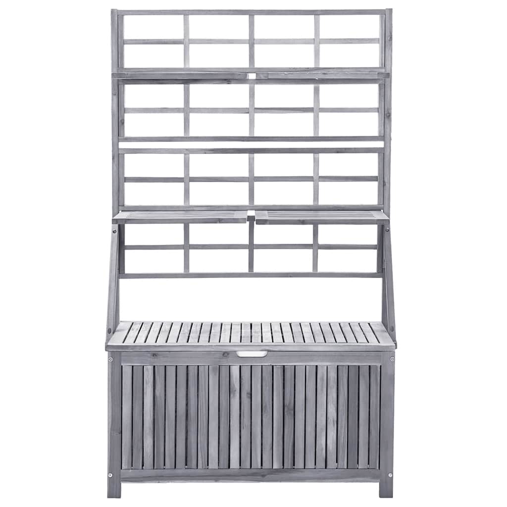 vidaXL Storage Box with Trellis Grey 99x55x160 cm Solid Acacia Wood