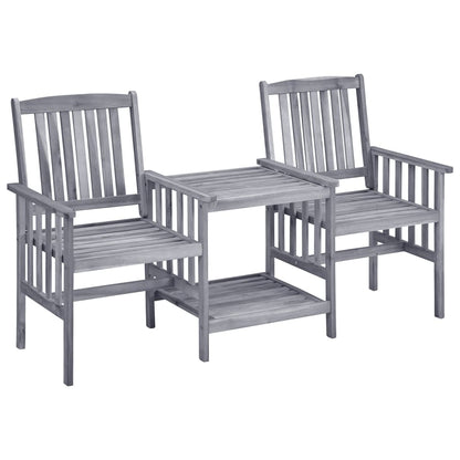 vidaXL Garden Chair With Tea Table | Grey | Solid Acacia Wood | Medium | Durable