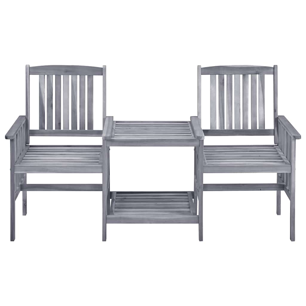 vidaXL Garden Chair With Tea Table | Grey | Solid Acacia Wood | Medium | Durable