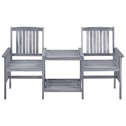 vidaXL Garden Chair With Tea Table | Grey | Solid Acacia Wood | Medium | Durable