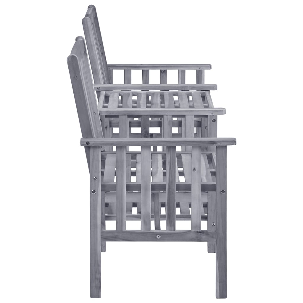 vidaXL Garden Chair With Tea Table | Grey | Solid Acacia Wood | Medium | Durable