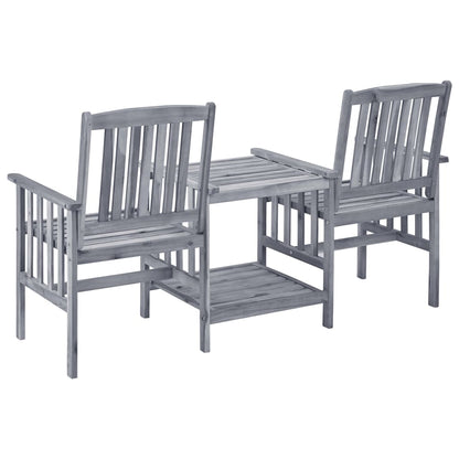 vidaXL Garden Chair With Tea Table | Grey | Solid Acacia Wood | Medium | Durable