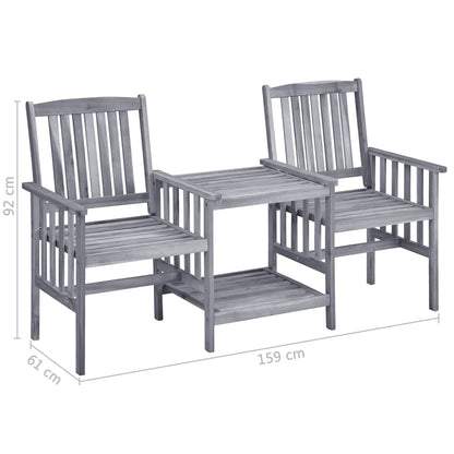 vidaXL Garden Chair With Tea Table | Grey | Solid Acacia Wood | Medium | Durable