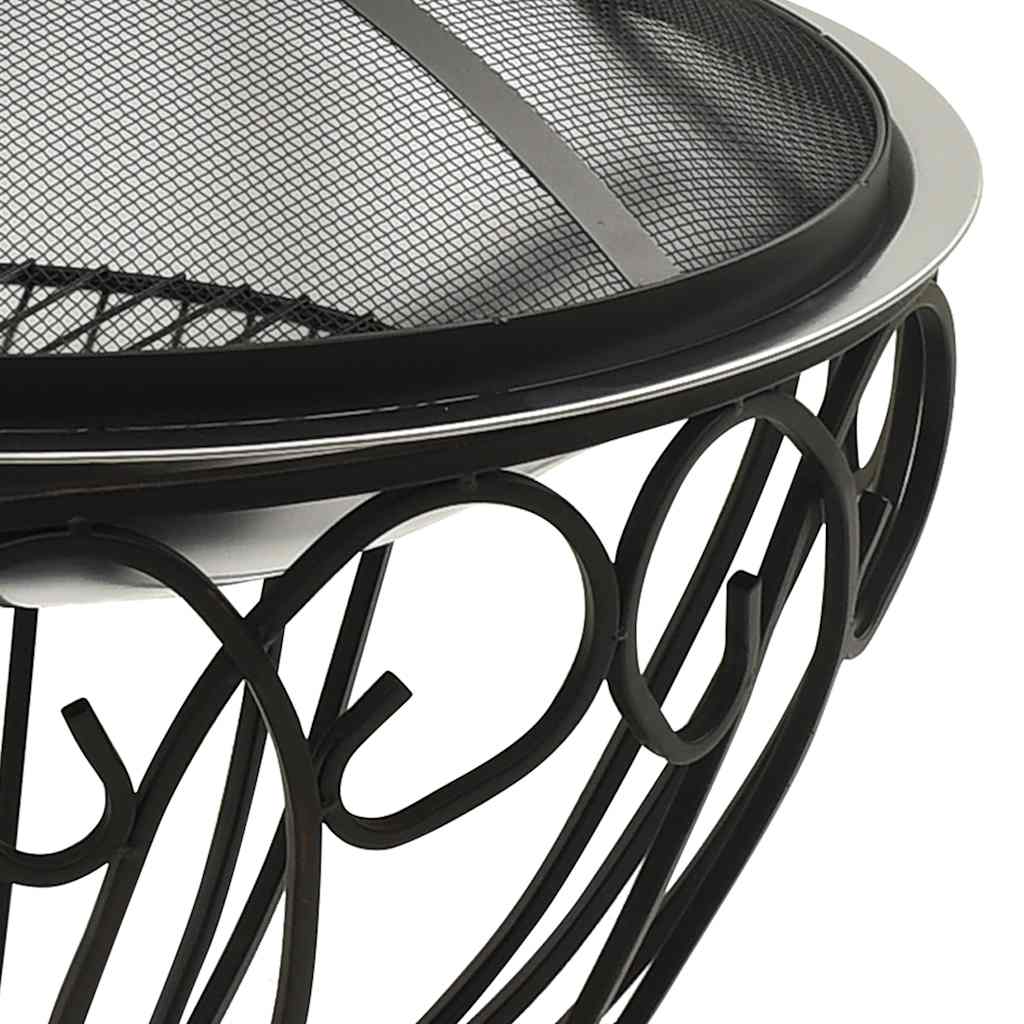 vidaXL 2-in-1 Fire Pit and BBQ with Poker 59x59x60 cm Stainless Steel
