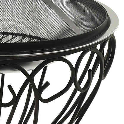 vidaXL 2-in-1 Fire Pit and BBQ with Poker 59x59x60 cm Stainless Steel