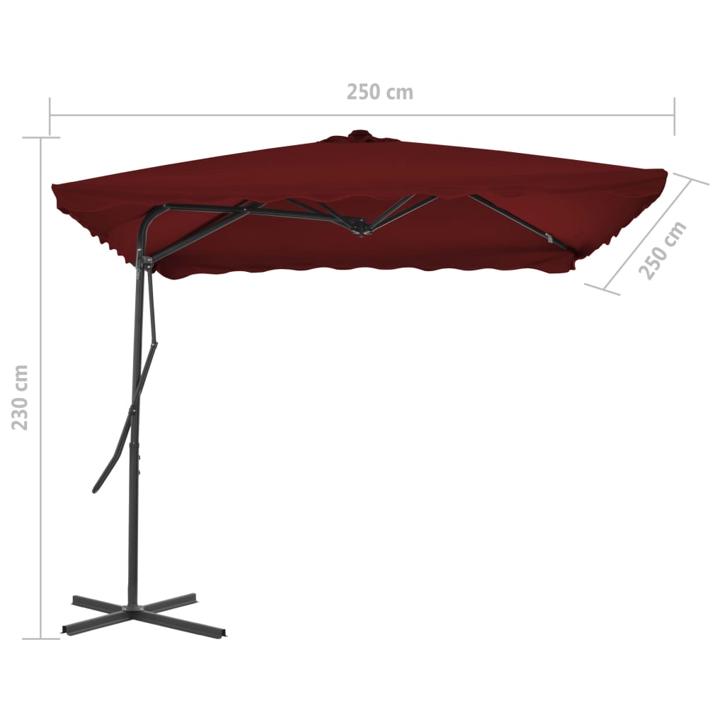 vidaXL Garden Parasol with Steel Pole Bordeaux Red 250x250x230 cm