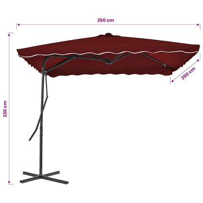 vidaXL Garden Parasol with Steel Pole Bordeaux Red 250x250x230 cm