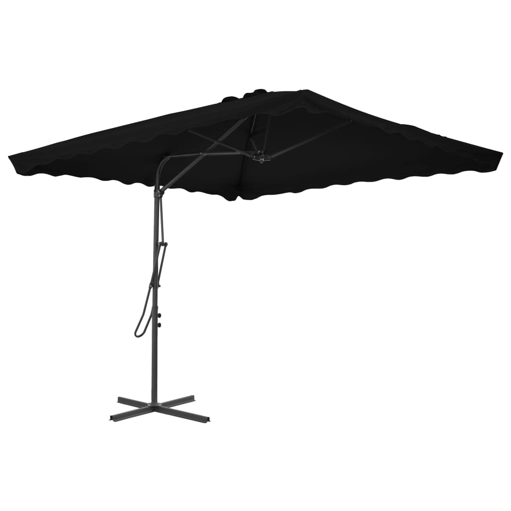 vidaXL Garden Parasol | Black | Polyester, Powder-Coated Steel | Large