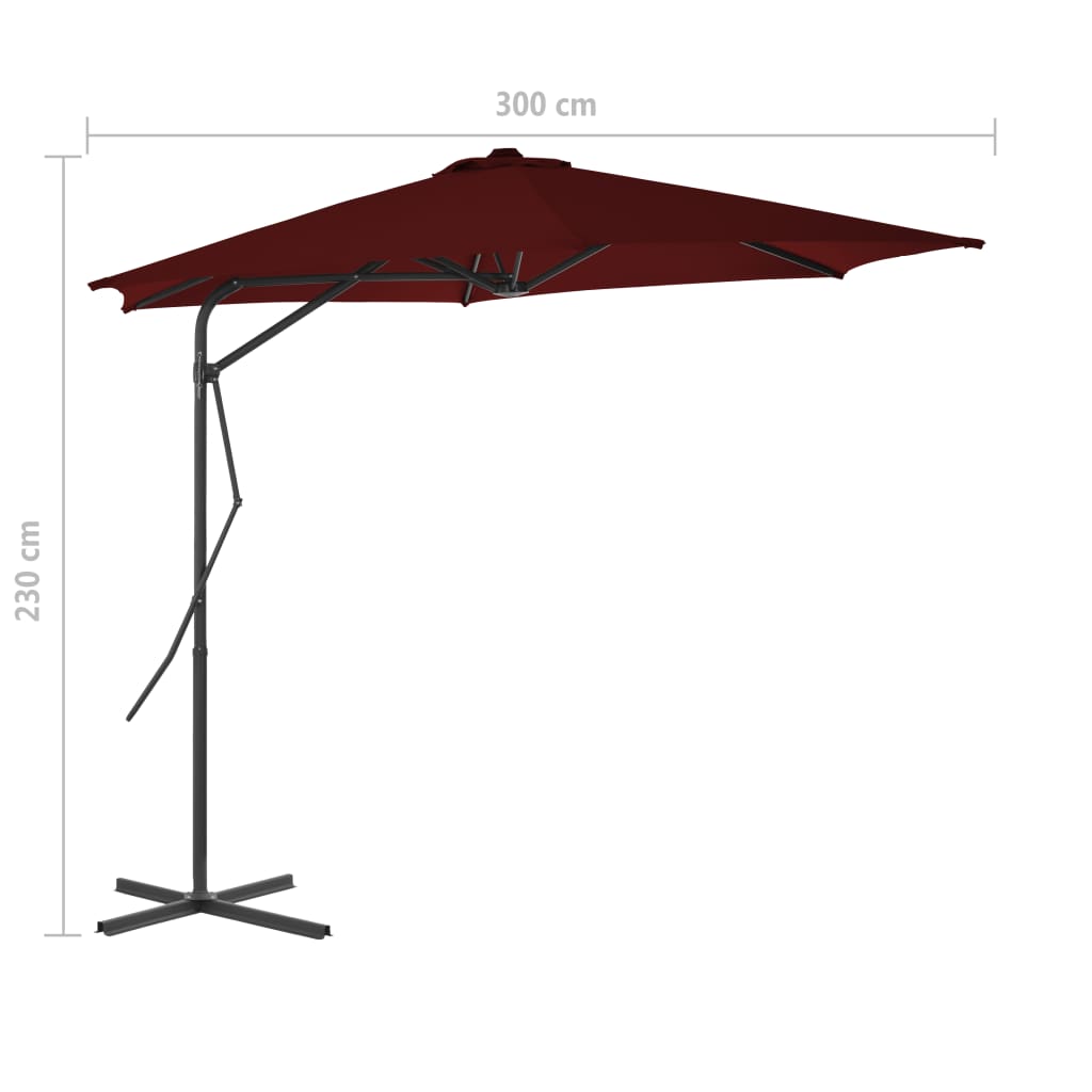 vidaXL Garden Parasol with Steel Pole Bordeaux Red 300x230 cm