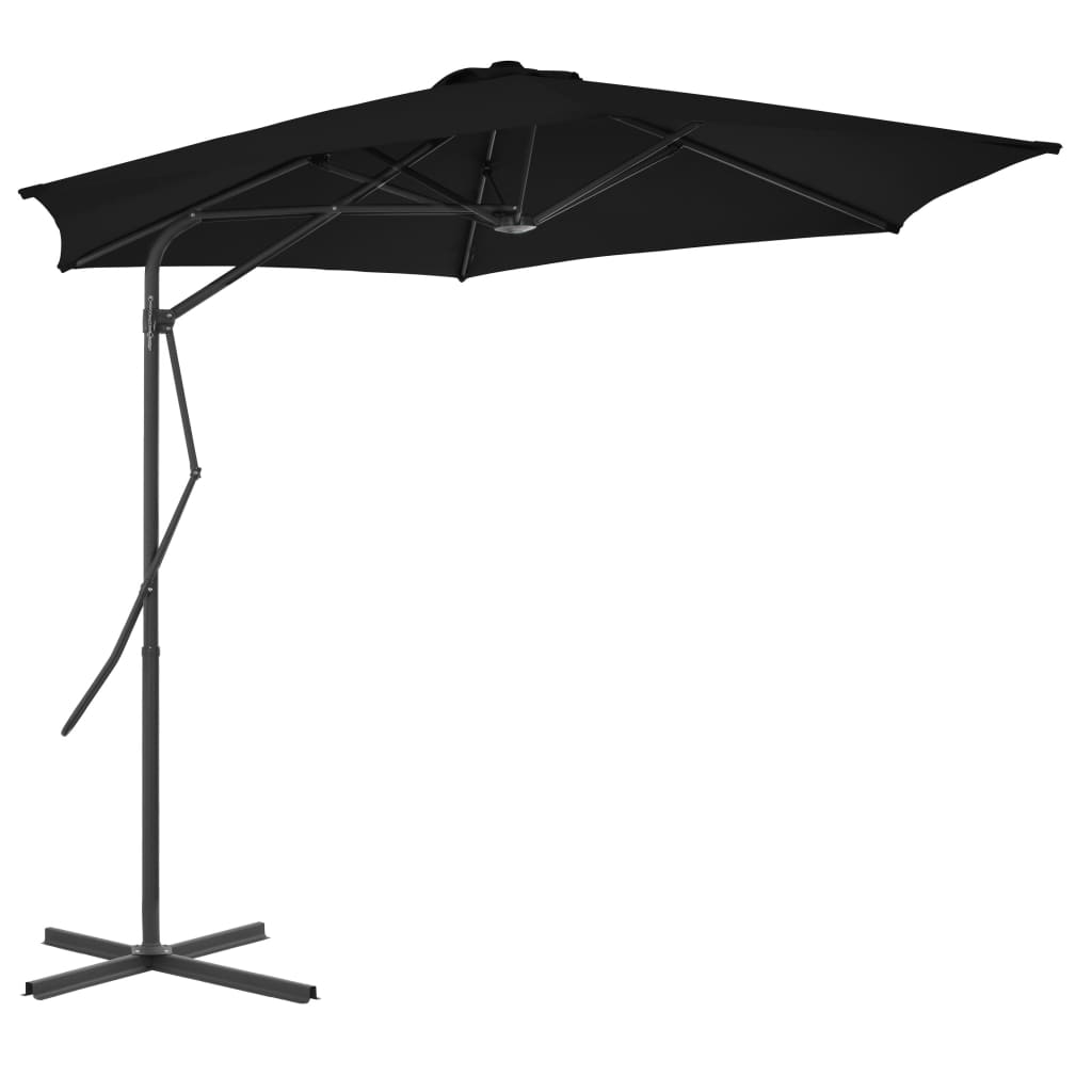 vidaXL Garden Parasol | Black | Polyester, Powder-Coated Steel | Large