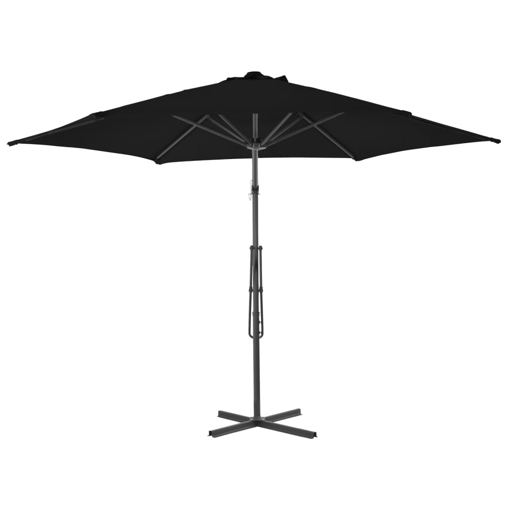 vidaXL Garden Parasol | Black | Polyester, Powder-Coated Steel | Large