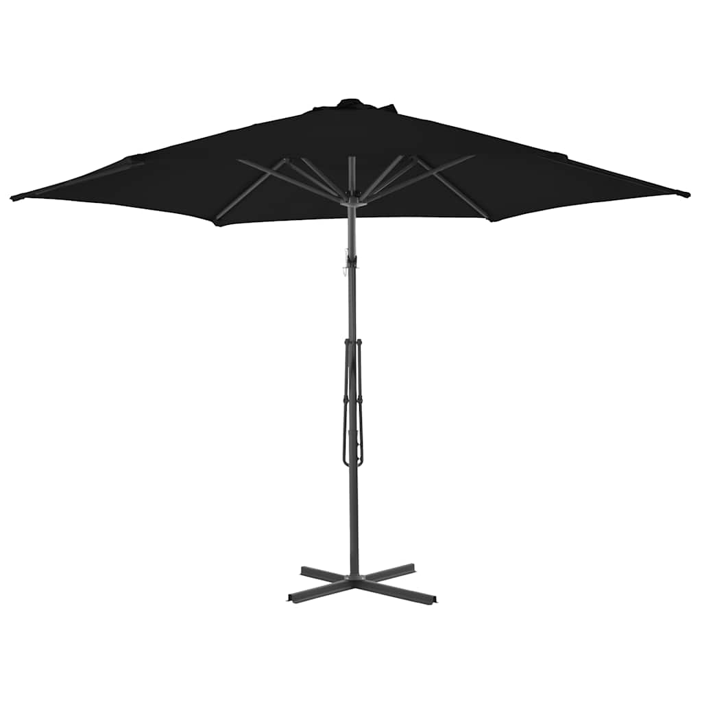 vidaXL Garden Parasol with Steel Pole Black 300x230 cm