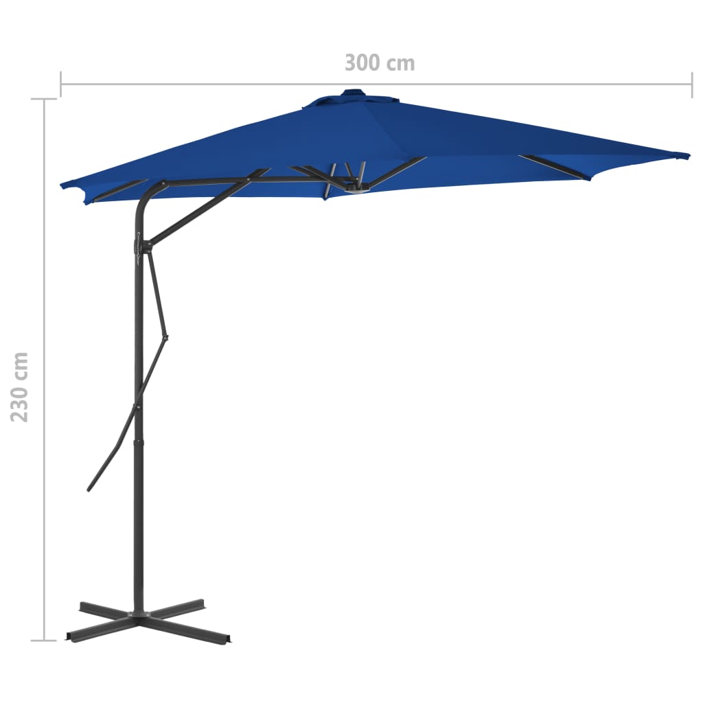 vidaXL Garden Parasol with Steel Pole Blue 300x230 cm
