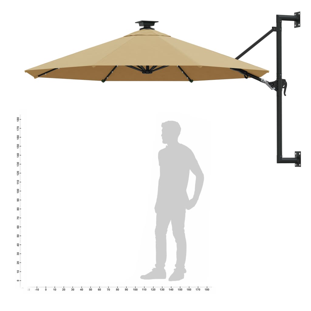 vidaXL Garden Parasol | Taupe | Polyester | Large | Adjustable Armrests
