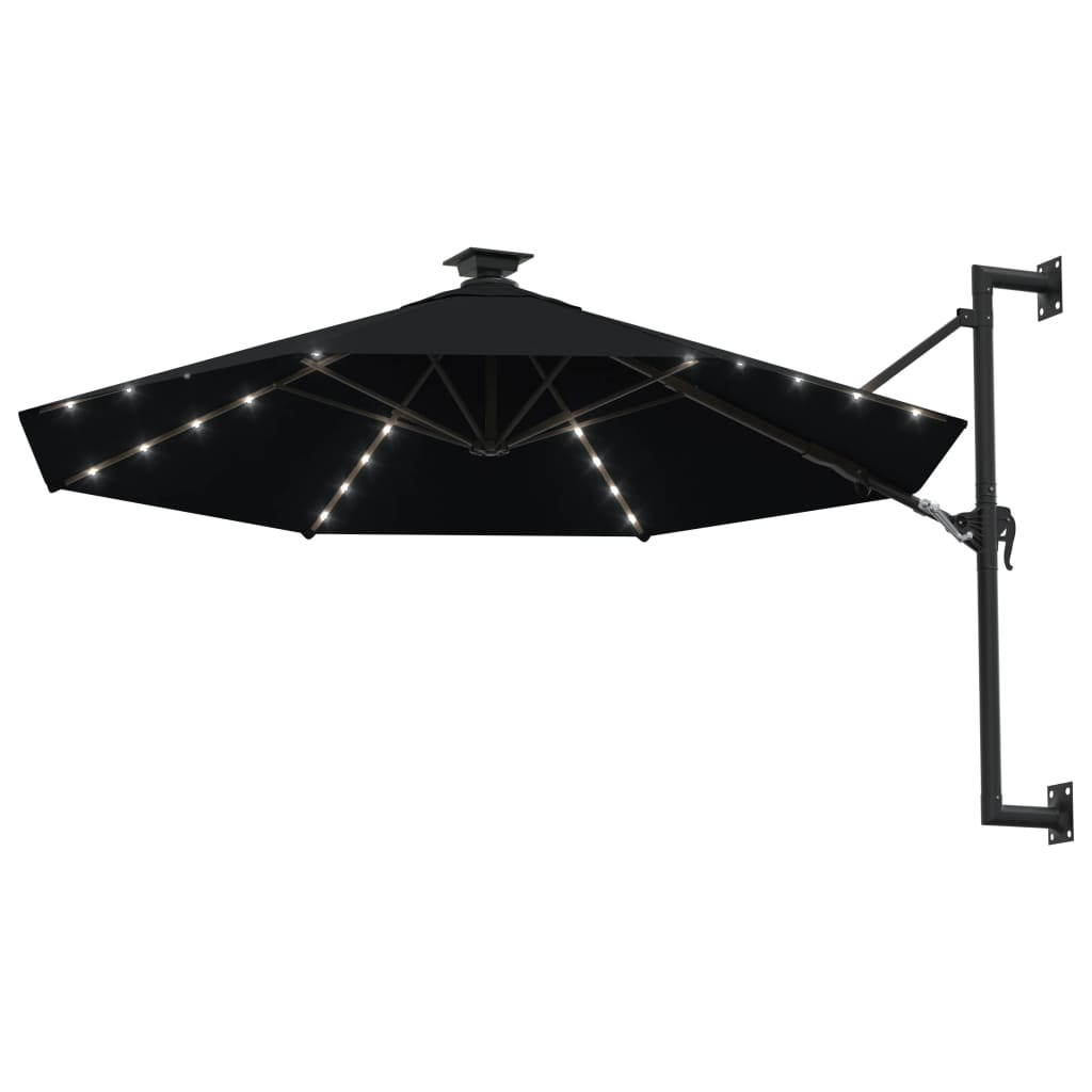 vidaXL Garden Parasol | Black | Polyester and Metal | Large | Garden Parasol