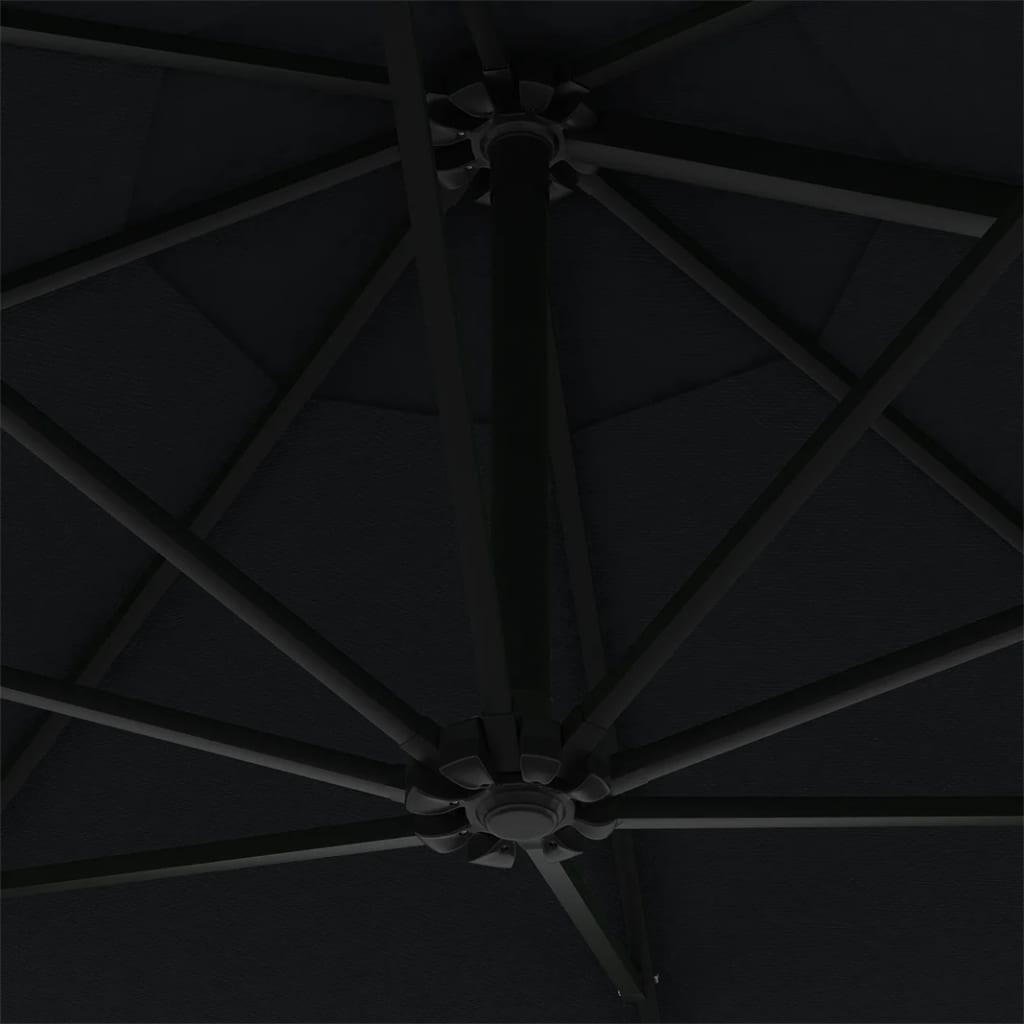 vidaXL Garden Parasol | Black | Polyester and Metal | Large | Garden Parasol