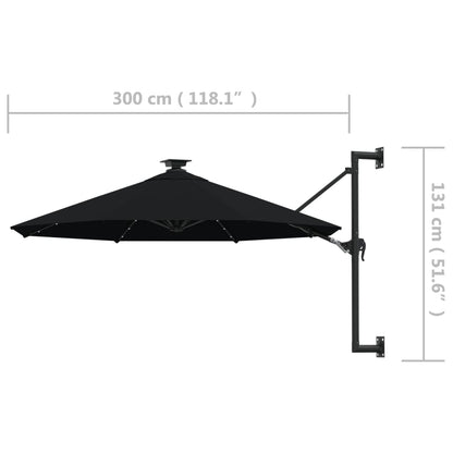 vidaXL Garden Parasol | Black | Polyester and Metal | Large | Garden Parasol