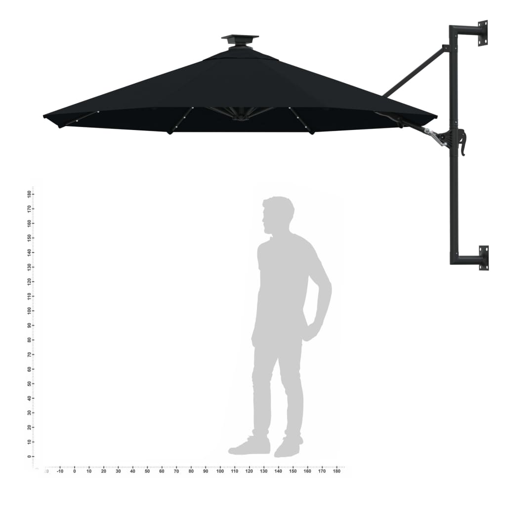 vidaXL Garden Parasol | Black | Polyester and Metal | Large | Garden Parasol