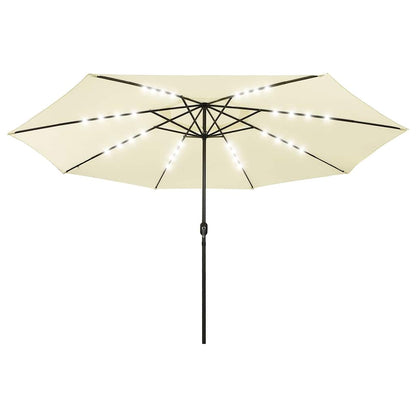 312530 vidaXL Garden Parasol with LED Lights 400 cm Sand