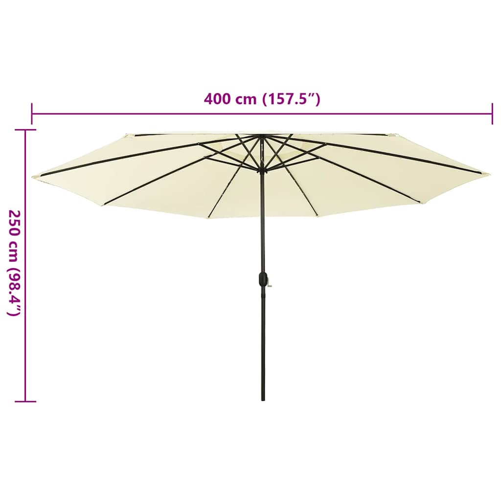 vidaXL Garden Parasol | Sand | 100% polyester fabric, metal pole | Large