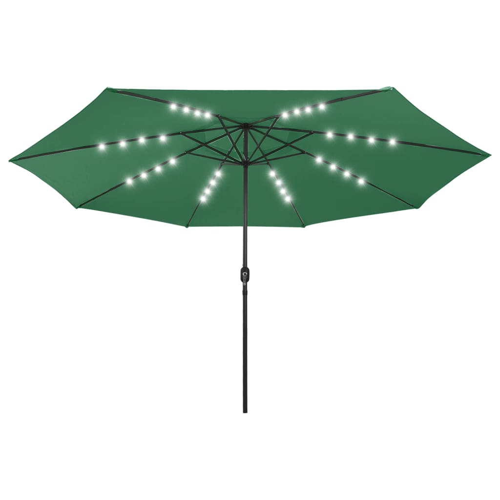 vidaXL Garden Parasol with LED Lights 400 cm Green