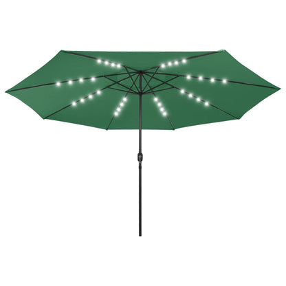 vidaXL Garden Parasol with LED Lights 400 cm Green