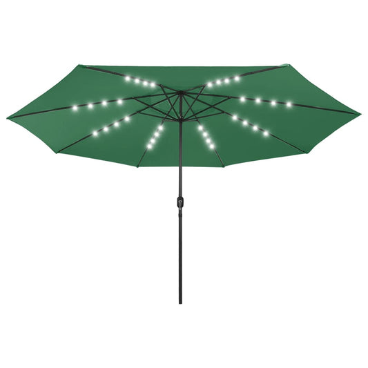 vidaXL Garden Parasol with LED Lights 400 cm Green