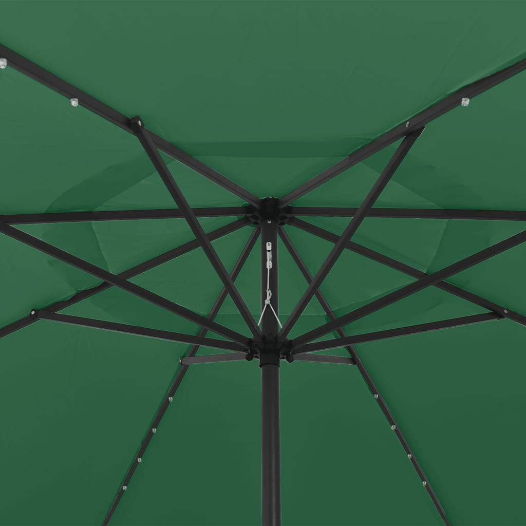 vidaXL Garden Parasol with LED Lights 400 cm Green
