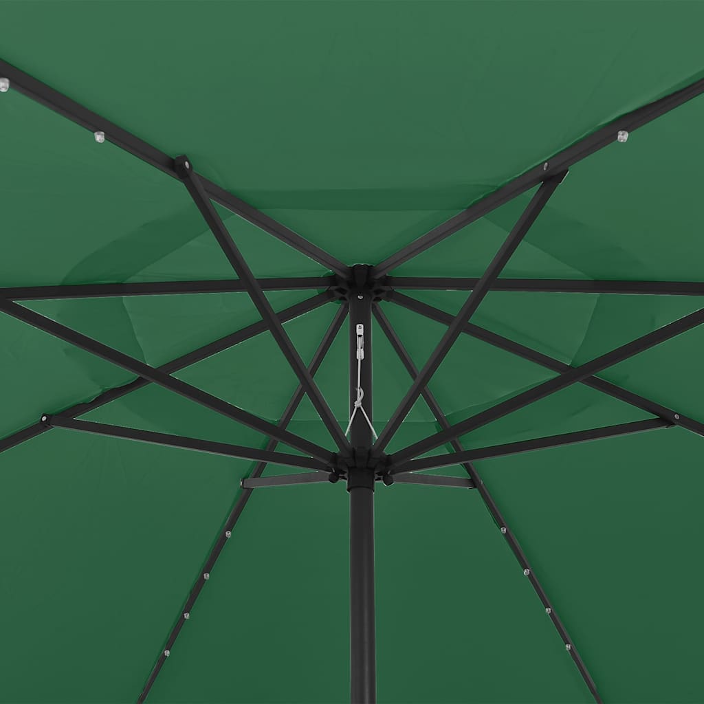 312531 vidaXL Garden Parasol with LED Lights 400 cm Green