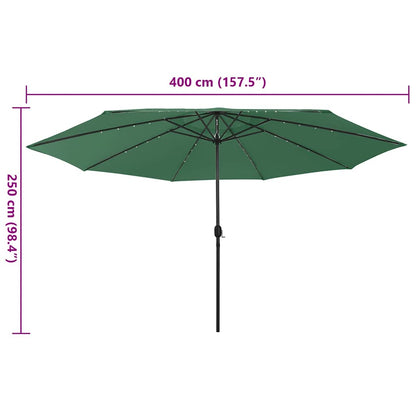 312531 vidaXL Garden Parasol with LED Lights 400 cm Green
