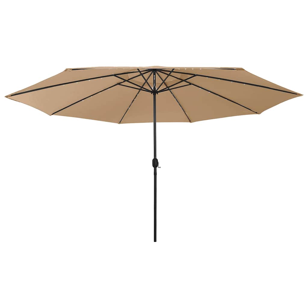 312533 vidaXL Garden Parasol with LED Lights 400 cm Taupe