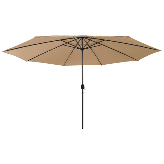 312533 vidaXL Garden Parasol with LED Lights 400 cm Taupe