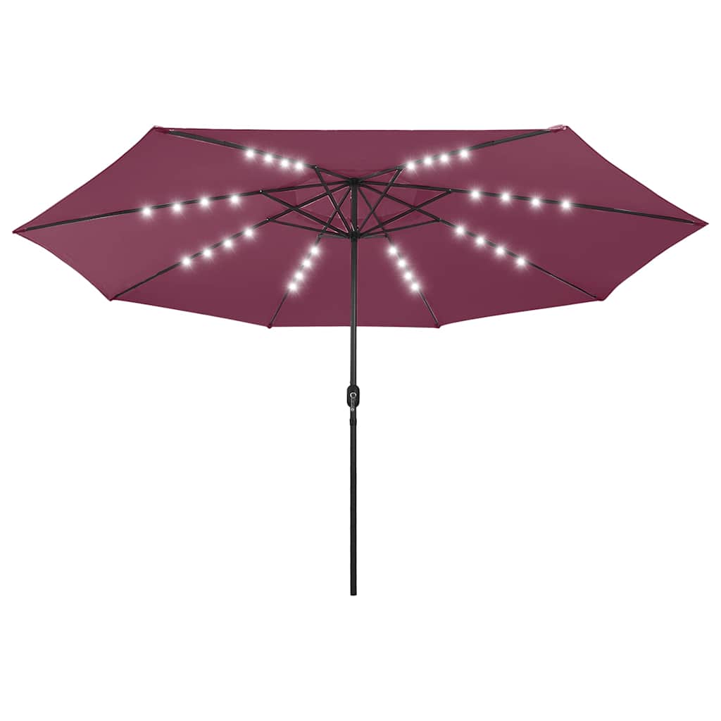 312534 vidaXL Garden Parasol with LED Lights 400 cm Bordeaux Red