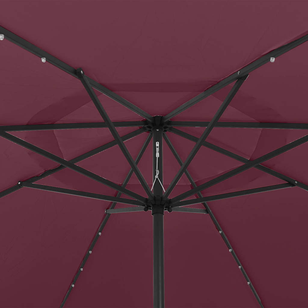 312534 vidaXL Garden Parasol with LED Lights 400 cm Bordeaux Red