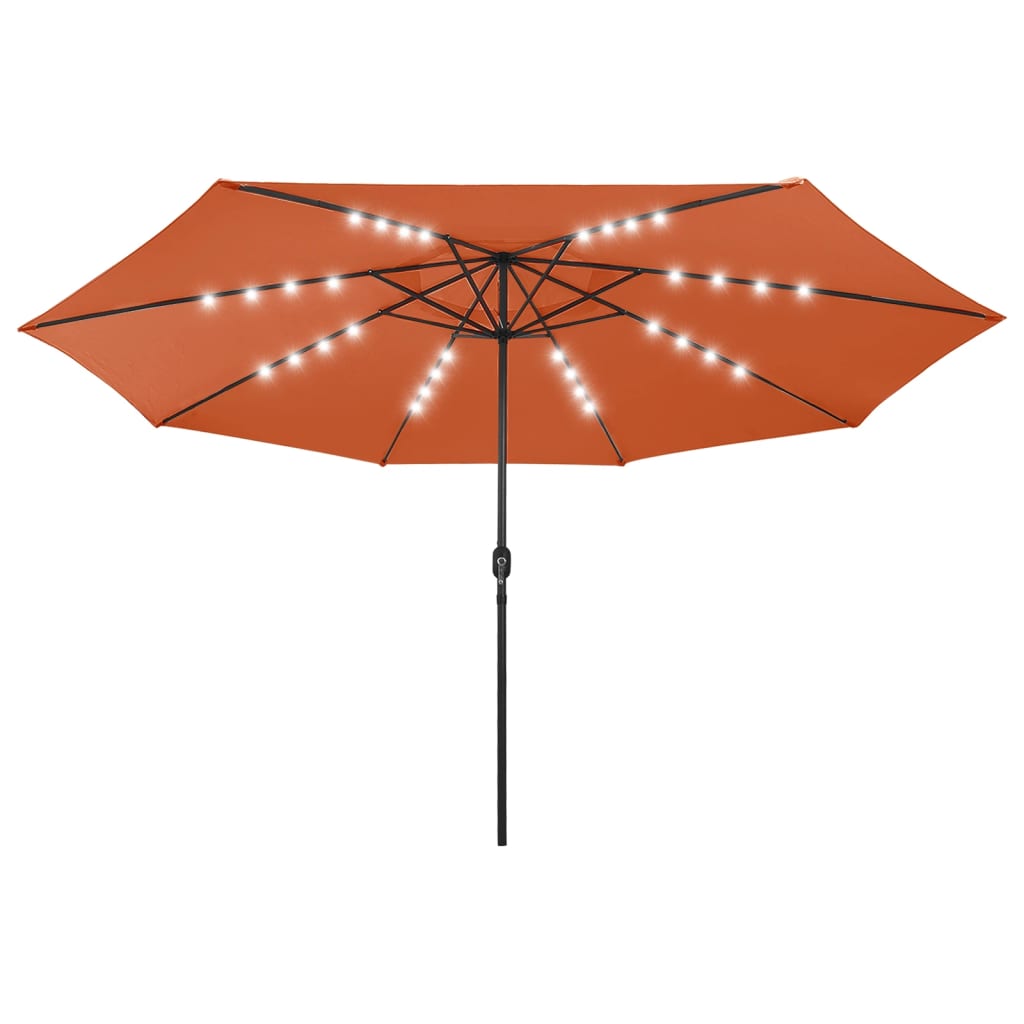 vidaXL Garden Parasol with LED Lights 400 cm Terracotta