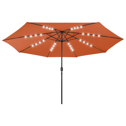 vidaXL Garden Parasol with LED Lights 400 cm Terracotta