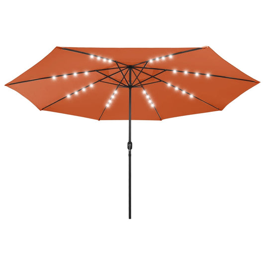 vidaXL Garden Parasol with LED Lights 400 cm Terracotta