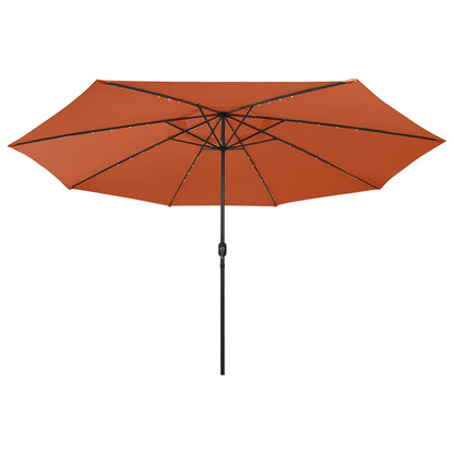 vidaXL Garden Parasol with LED Lights 400 cm Terracotta